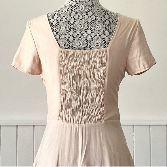 Zara V-Neck Short Sleeve Smocked Mini Dress Size M - Picture 5 of 10